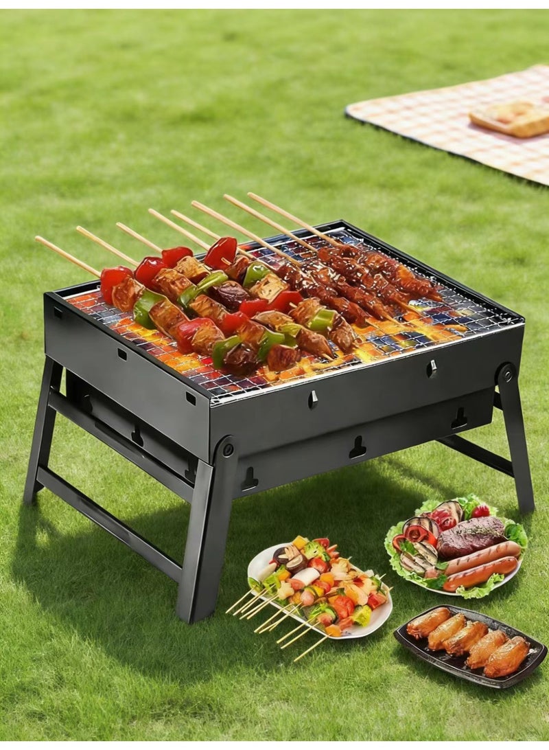 Portable Charcoal Grill,17" Folding Portable BBQ Charcoal Grill Compact Tabletop Mini Smoker Small BBQ Grill Outdoor for Travel Backyard Picnic Beach - Image 1